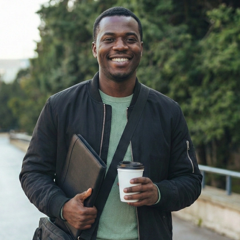 Person going to work